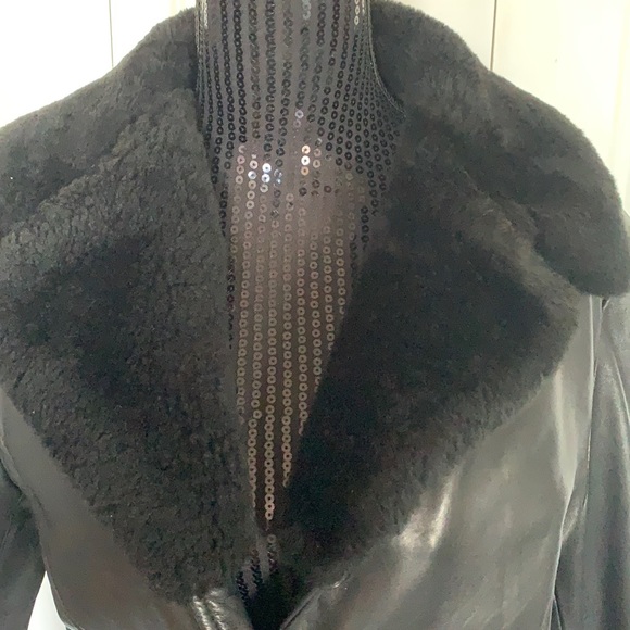 VTG Susie Tompkins Faux Fur Trimmed Genuine Leather Jacket - Picture 5 of 10